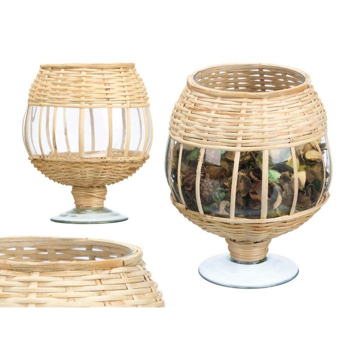 Portavela Copa Vidrio Rattan Giftdecor 18X22CM (6 Unidades) Portavela Copa Vidrio Rattan Giftdecor 18X22CM (6 Unidades)