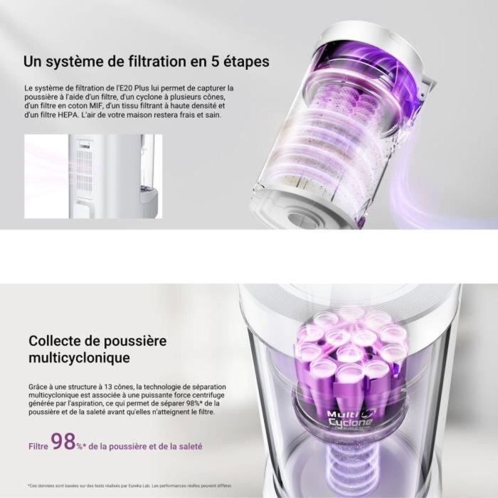 Eureka EUR1737988732232 Robot Aspirador E20 Plus 8000 Pa 65 dB(A) Modo Silencioso Blanco 3 Eureka EUR1737988732232 Robot Aspirador E20 Plus 8000 Pa 65 dB(A) Modo Silencioso Blanco 3