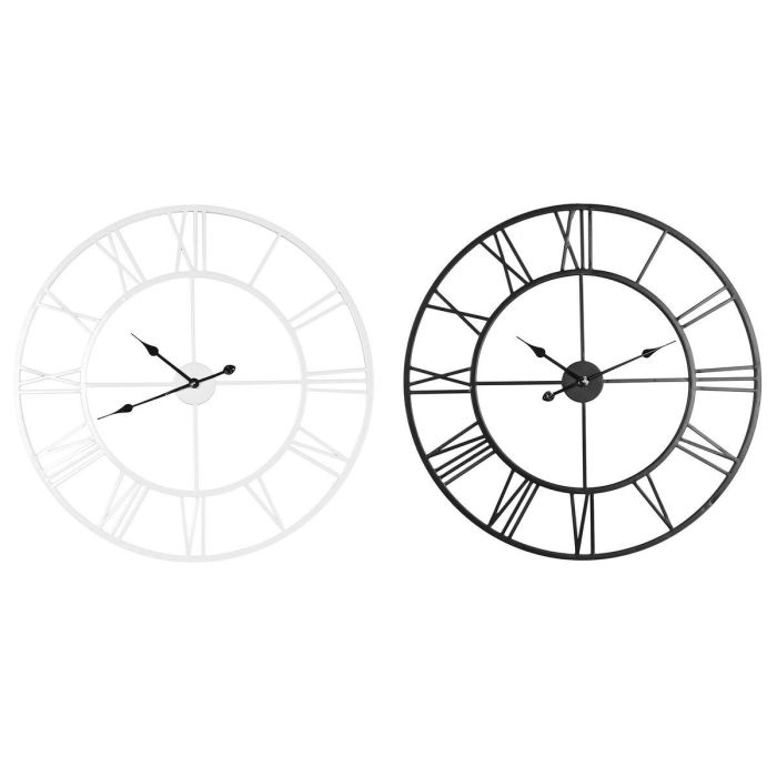 Reloj Pared Loft DKD Home Decor Blanco Negro 3 x 80 x 80 cm (2 Unidades)