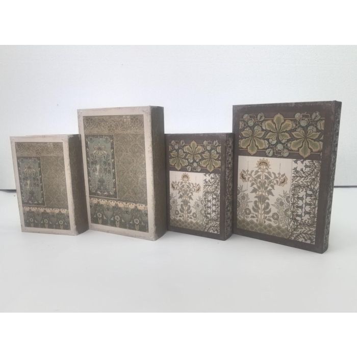 Caja Libro Arabe DKD Home Decor Granate Beige 7 x 30 x 21 cm Set de 2 (2 Unidades) 1