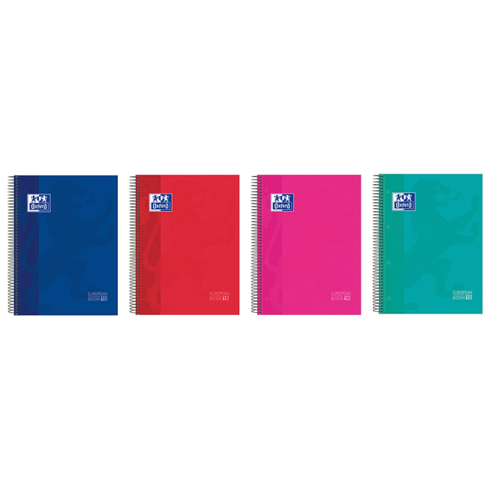 Oxford cuaderno europeanbook 10 microperforado 150 hojas 5x5 tapas extraduras classic a4+ colores -pack 5u- 1