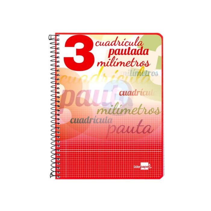 Cuaderno Espiral Liderpapel Cuarto Pautaguia Tapa Dura 80H75 gr Cuadro Pautado 3 mm Con Margen 6 unidades 2