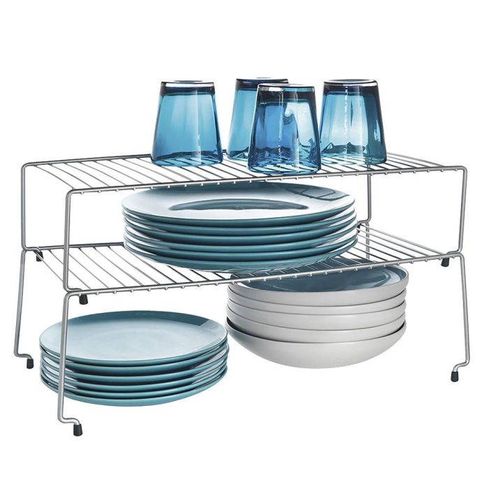 Metaltex Set 2 estantes apilables 'Sky' 48x33x24cm, recubrimiento polytherm metallic 1