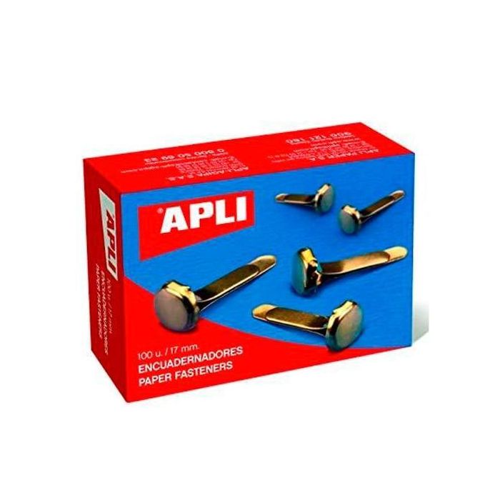 Apli Encuadernadores Metálicos Sin Arandela Dorados 17 mm - 100Ud- Apli Encuadernadores Metálicos Sin Arandela Dorados 17 mm - 100Ud-