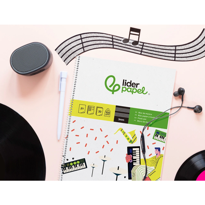 Liderpapel Bloc Música Pentagrama 3mm Folio 20 Hojas 100 g/m² 8 Liderpapel Bloc Música Pentagrama 3mm Folio 20 Hojas 100 g/m² 8