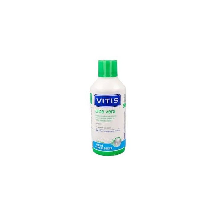 Vitis Aloe Vera Enjuague Bucal Diario Prevención Caries y Placa Sin Gluten. Oferta 400+100 ml Gratis (500 ml)