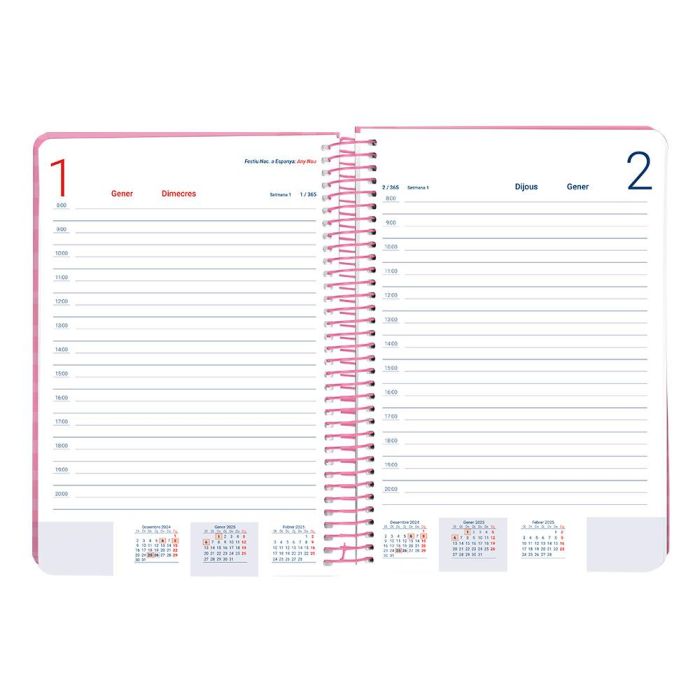 Agenda Espiral Liderpapel Syros A5 2025 Dia Pagina Colorrosa Papel 60 gr Catalan 5