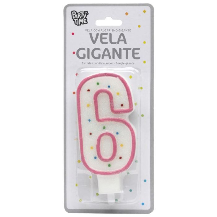 Vela Aniversario 6 Party Time 14 cm  1