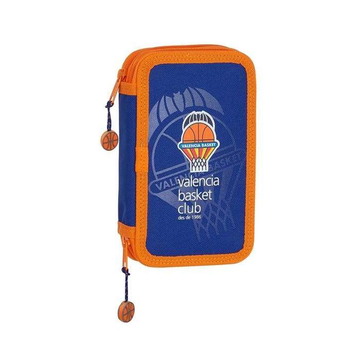 Plumier Doble Valencia Basket M854 Azul Naranja 12.5 x 19.5 x 4 cm (28 piezas)