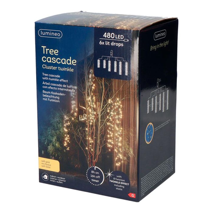 Lumineo Cortina Cascada para Árbol 480 LEDs Oro Suave Multifunción Exterior IP44 2m 12m 0 Lumineo Cortina Cascada para Árbol 480 LEDs Oro Suave Multifunción Exterior IP44 2m 12m 0