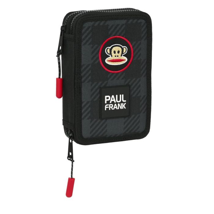 Estuche Escolar con Accesorios Paul Frank Campers Negro 12.5 x 19.5 x 4 cm (28 piezas)