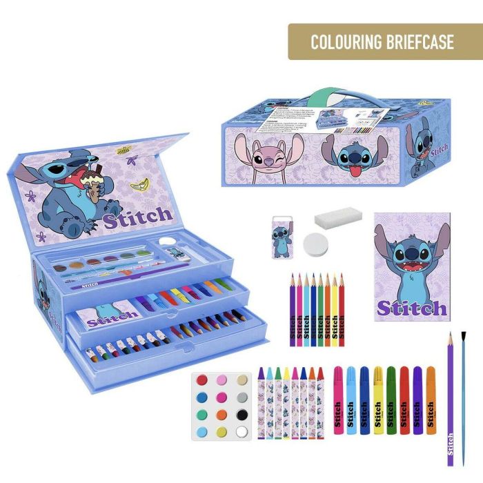 Cerdá Set de Papelería Coloreable Maletín Stitch Azul Claro