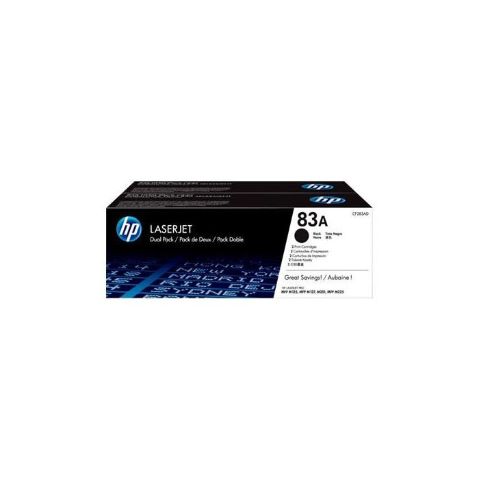 HP LaserJet M125/M127/M201 Pack 2 Toner Negro 83AD 0 HP LaserJet M125/M127/M201 Pack 2 Toner Negro 83AD 0