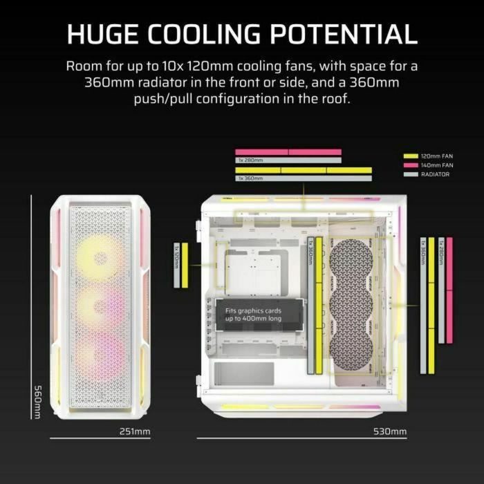 Corsair iCUE 5000T LX RGB Caja Semitorre ATX Gaming Cristal Templado Blanco con 3 Ventiladores RGB Preinstalados 3 Corsair iCUE 5000T LX RGB Caja Semitorre ATX Gaming Cristal Templado Blanco con 3 Ventiladores RGB Preinstalados 3