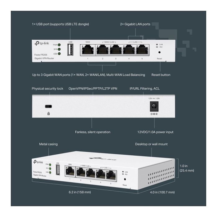 TP-Link Router Festa FR205 Gigabit VPN Blanco 7