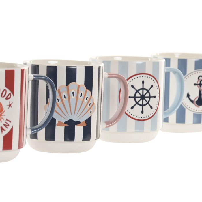 Mug Atlantico DKD Home Decor Azul Blanco 8.5 x 10 x 12 cm (12 Unidades) 1