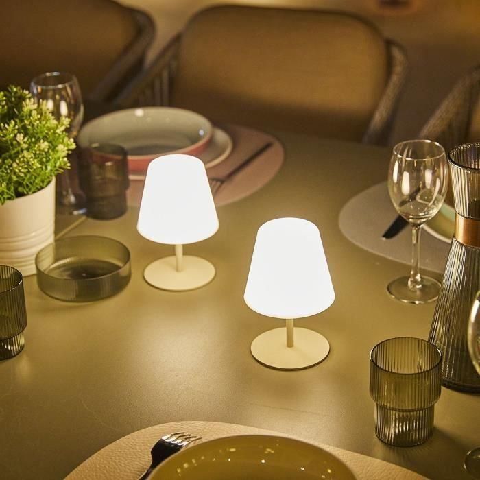 Juego de 2 lámparas de mesa inalámbricas - LUMISKY - TWINS - Crema - Al. 16 cm - LED 2 Juego de 2 lámparas de mesa inalámbricas - LUMISKY - TWINS - Crema - Al. 16 cm - LED 2