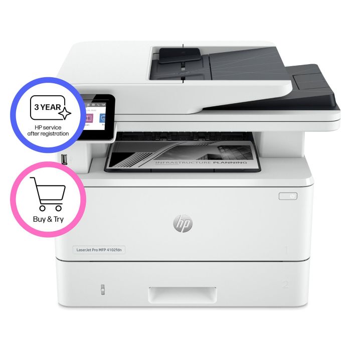 HP LaserJet Pro 4102FDN Multifunción Láser Monocromo Fax Dúplex ADF Blanca 1