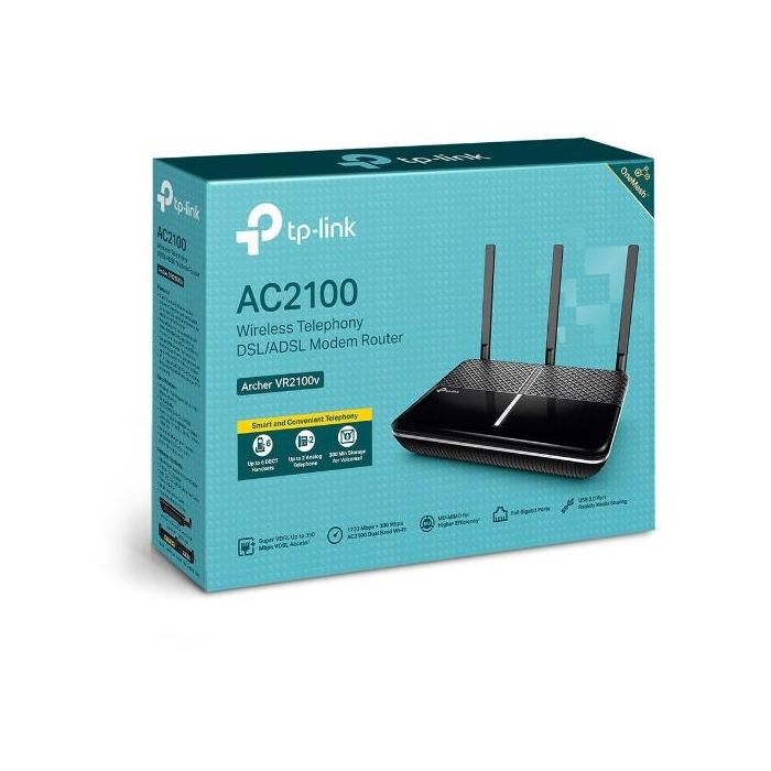 TP-Link VR2100V Router Wi-Fi 5 (802.11ac) Doble Banda, AC2100 ADSL/VDSL, Gigabit Ethernet, Negro 3 TP-Link VR2100V Router Wi-Fi 5 (802.11ac) Doble Banda, AC2100 ADSL/VDSL, Gigabit Ethernet, Negro 3