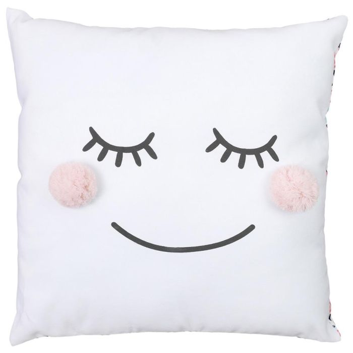 Home Deco Kids Cojín Pompón Vallee Outlet 40x40 cm Cara con Pompones y Flores 5
