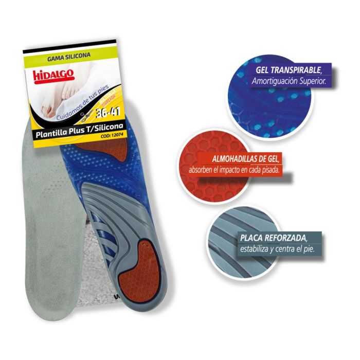 Hidalgo Plantilla Silicona Plus Talla 36-41 Transpirables Absorbe Sudor Amortiguación Confort Estabilidad Multitalla Recortable 1 Hidalgo Plantilla Silicona Plus Talla 36-41 Transpirables Absorbe Sudor Amortiguación Confort Estabilidad Multitalla Recortable 1