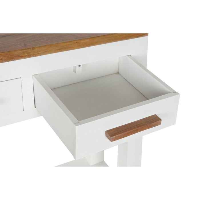 Mesa auxiliar DKD Home Decor Blanco Marrón Acacia Madera de mango 110 x 30 x 80 cm 4