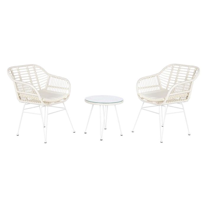 Silla Terraza Y Jardin DKD Home Decor Blanco 57.5 x 82 x 56 cm Set de 3