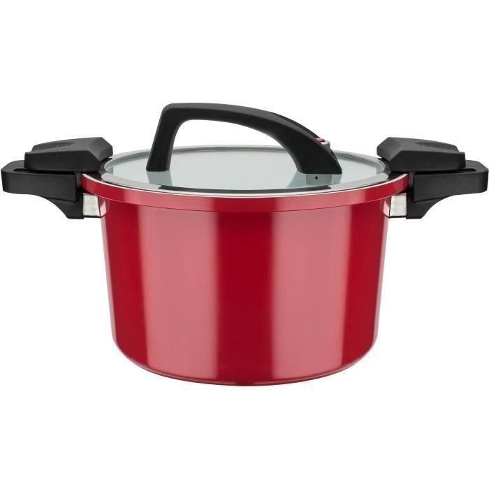 Olla a presión baja - GSW - 24 cm - 6 L - Aluminio forjado - Inducción - Roja Olla a presión baja - GSW - 24 cm - 6 L - Aluminio forjado - Inducción - Roja