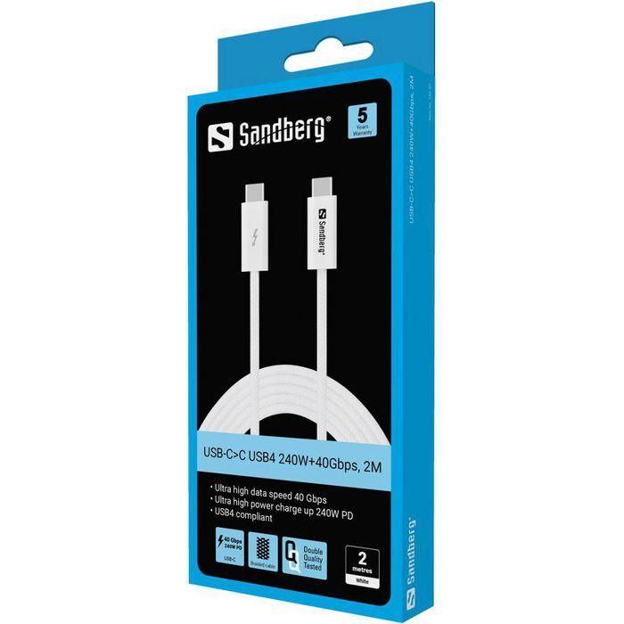 Sandberg USB-C to C USB4 240W+40Gbps, 2M 1 Sandberg USB-C to C USB4 240W+40Gbps, 2M 1