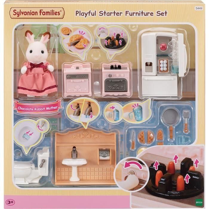 El acogedor conjunto de muebles de cabaña y mamán - Familias Sylvanian - 5449 - de 3 años 1