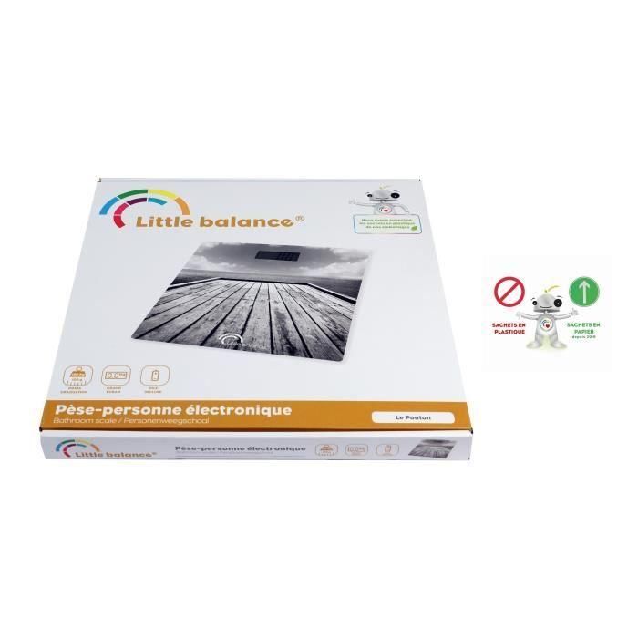 Little Balance Báscula electrónica Ponton 180 kg / 100 g Marrón - Diseño extraplano cristal templado 300x300mm, Pantalla LCD, Decoración única 4 Little Balance Báscula electrónica Ponton 180 kg / 100 g Marrón - Diseño extraplano cristal templado 300x300mm, Pantalla LCD, Decoración única 4