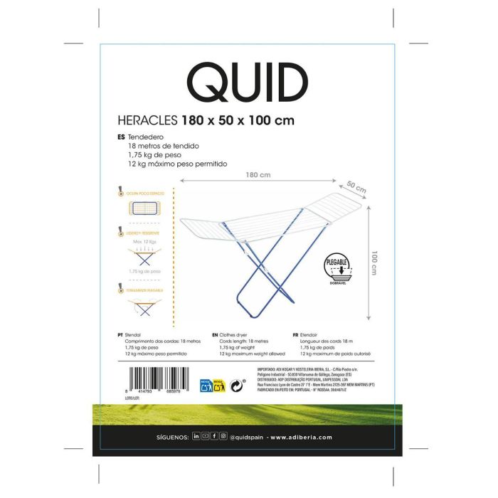 Tendedero Acero Pintado Heracles Quid 167x55x96 cm-18M (8 Unidades) 4 Tendedero Acero Pintado Heracles Quid 167x55x96 cm-18M (8 Unidades) 4