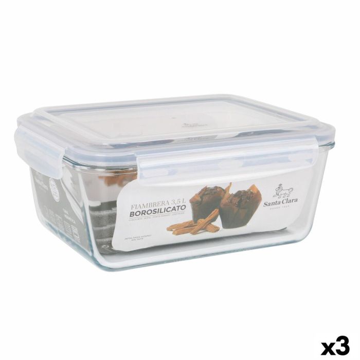 Fiambrera Hermética Santa Clara Transparente Rectangular 3,5 L (3 Unidades) Fiambrera Hermética Santa Clara Transparente Rectangular 3,5 L (3 Unidades)