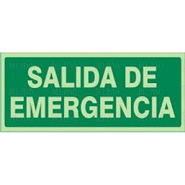 DUVER 1020 Señal de Seguridad y Evacuación: Salida de Emergencia Fotoluminiscente de Plástico 297x148 mm con Texto