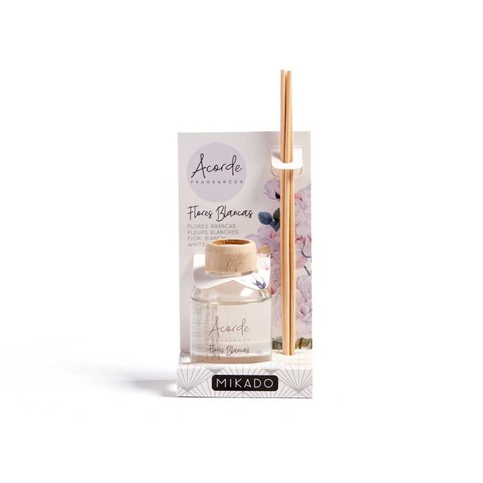 Mikado 50 Ml Con Varilla Flores Blancas Acorde 7X17CM (12 Unidades) 3 Mikado 50 Ml Con Varilla Flores Blancas Acorde 7X17CM (12 Unidades) 3