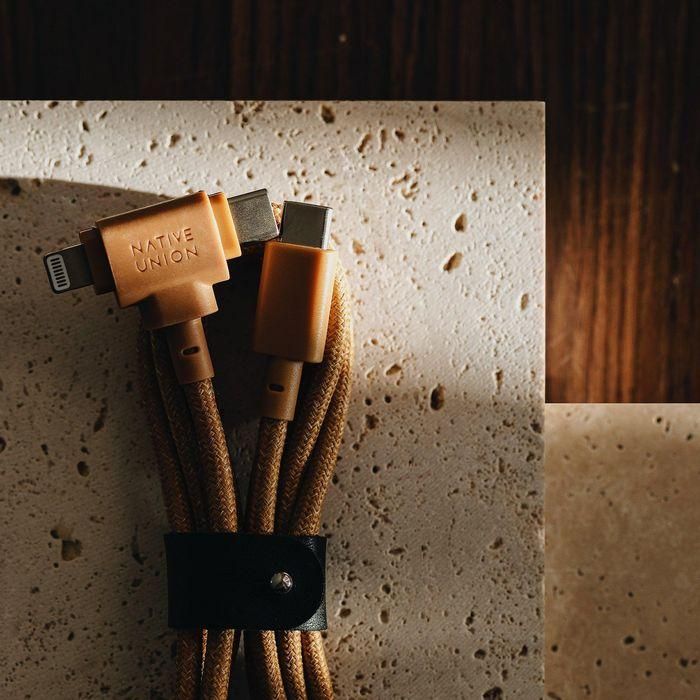 Native Union Belt Cable Carga Universal 2 en 1 USB-C / Lightning 1.5M Kraft - 60W, Ecológico y Ultra Duradero con Fibra Aramida 3