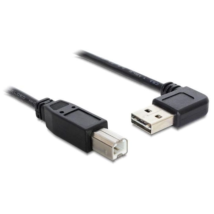DeLOCK Cable Easy-USB 2.0 A (ángulo derecha/izquierda) a B 0.5m Negro