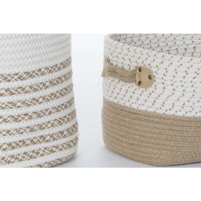 DKD Home Decor Cesta Boho Algodón Yute Blanco Marrón 45 x 54 x 45 cm Set 6 Piezas DKD Home Decor Cesta Boho Algodón Yute Blanco Marrón 45 x 54 x 45 cm Set 6 Piezas