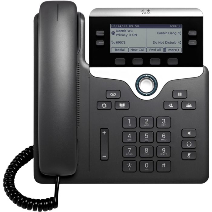 Cisco UC PHONE 7841 Teléfono IP Negro/Plata, 4 Líneas, PoE, con Contestador Automático, Pantalla LCD 3.5" 1