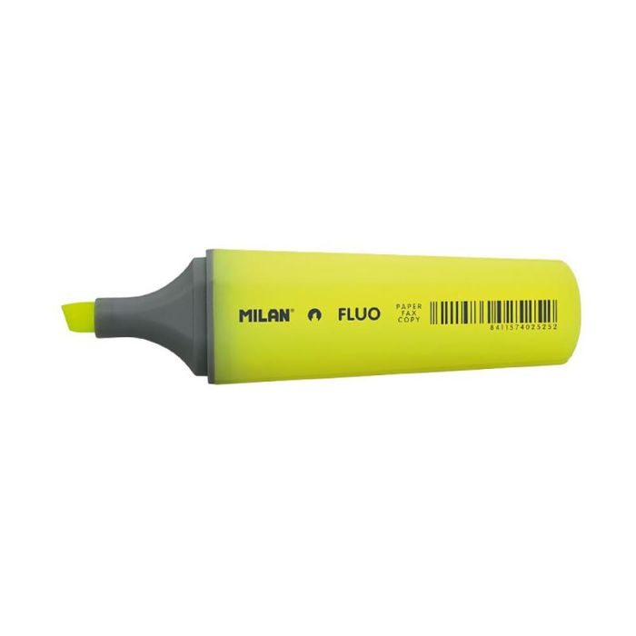 Milán Marcadores fluorescentes color amarillo, Caja de 12 uds, Punta biselada 1-4.8mm, para subrayar y resaltar 1
