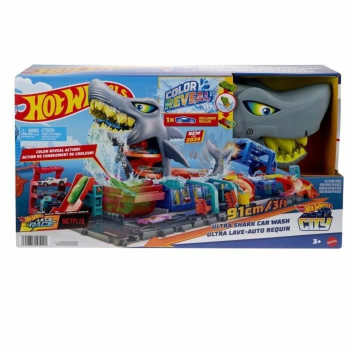 Hot Wheels City-Shark Car Wash-Juego de autos con revelación de color HTN82 5