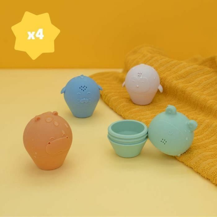 Badabulle BAD3661276189263 Juego de 4 Aspersores de Baño, Juguetes de Baño de Silicona Suave, Abiertos para Lavar 4 Badabulle BAD3661276189263 Juego de 4 Aspersores de Baño, Juguetes de Baño de Silicona Suave, Abiertos para Lavar 4