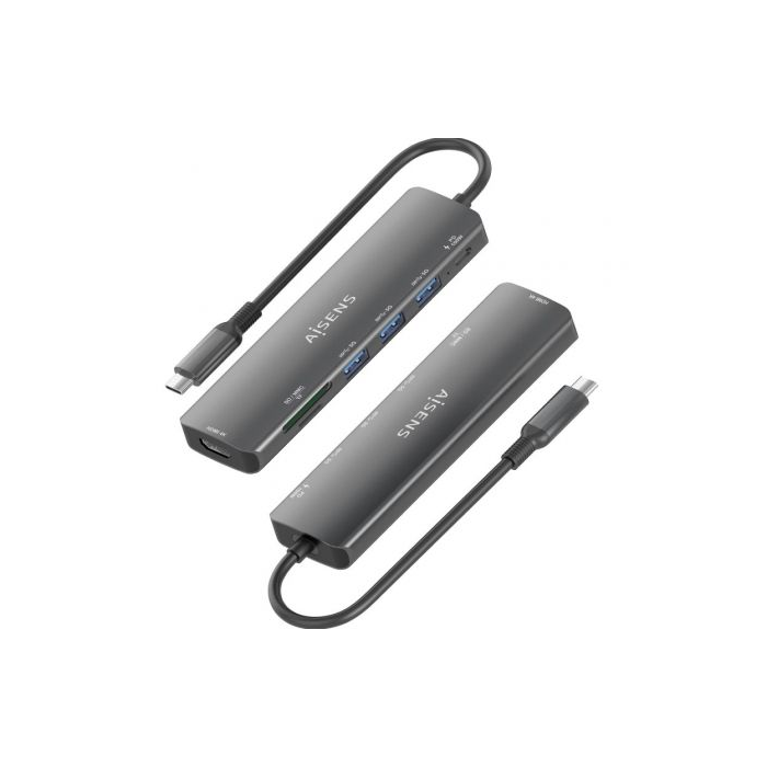 Docking USB Tipo-C Aisens ASUC-7P025-GR/ 1xHDMI/ 3xUSB/ 1xUSB Tipo-C PD/ 1xLector Tarjetas/ Gris 2