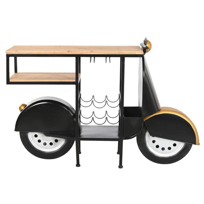 DKD Home Decor Botellero Urban Moto Negro y Dorado de Hierro y Abeto 36 x 92 x 134 cm 1