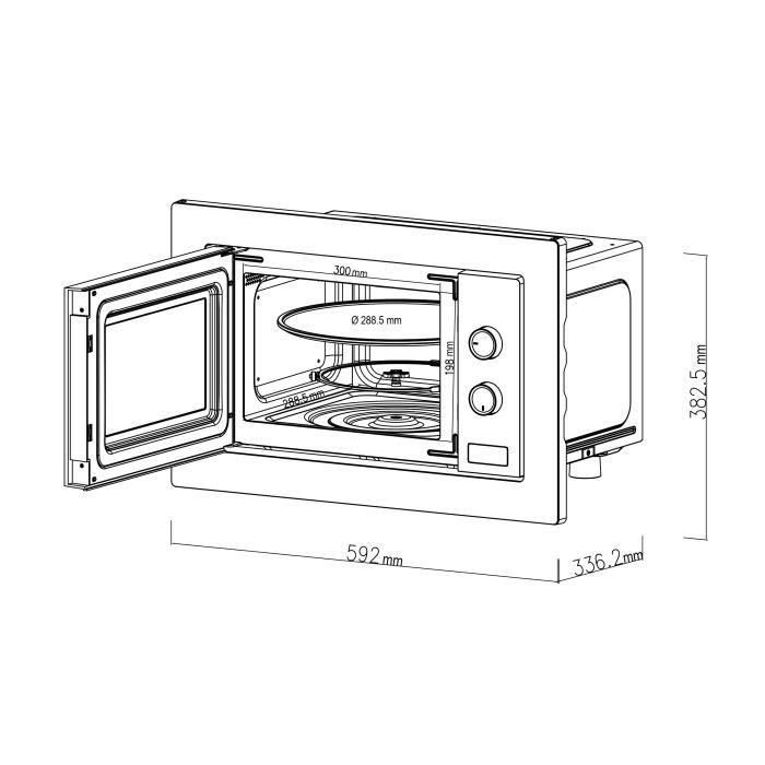 Microondas empotrable - CONTINENTAL EDISON - CEMO20EBM - Negro - 1200 W - L59,5 x H33,7 x D38,5 cm - 21 L 3