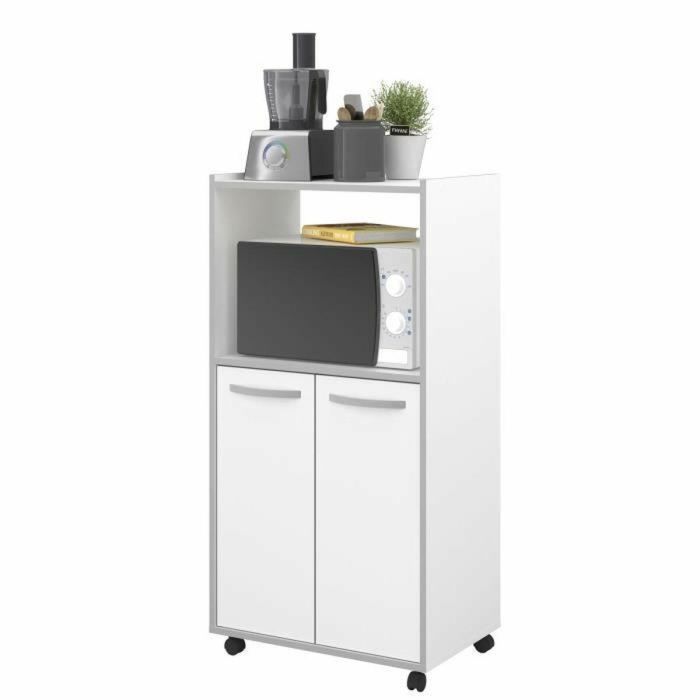 LISTO Carro de Cocina L 60cm Blanco – Mueble Bajo Auxiliar 2 Puertas Melamina Mate – Hecho en Francia 1