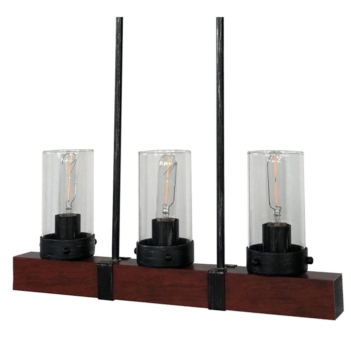 DKD Home Decor Lámpara Techo Loft Marrón Negro Aluminio Cristal E27 3 Bombillas Max. 50W Cable 125cm 11x20x50 cm
