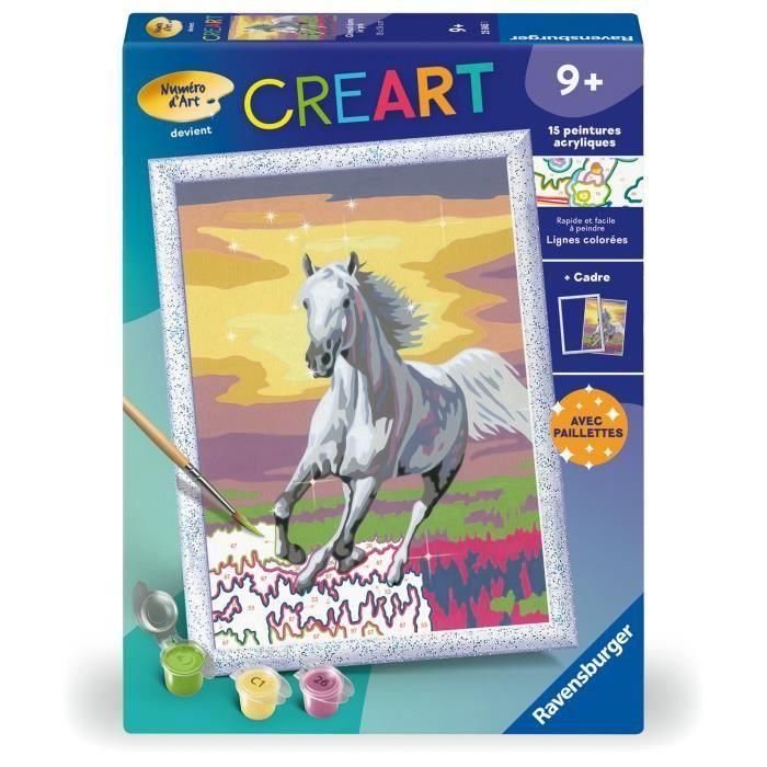Ravensburger RAV00025845 CreArt Kids: Kit de Pintura por Números, diseño 'Caballo en el Prado' (18x24 cm), para niños a partir de 7 años
