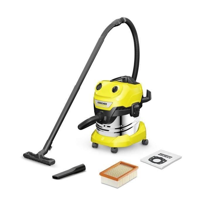 Aspirador en seco y húmedo KARCHER WD 4 PS V-20/5/22 - Depósito de acero inoxidable 20 L - 1000W