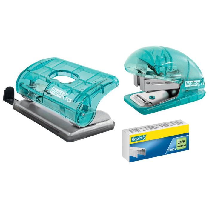 Grapadora Rapid Mini Baby Ray Colour Ice F4 Capacidad 10 Hojas Usa Grapas 24-6 Y 26-6 Color Verde En Blister 6 unidades 4